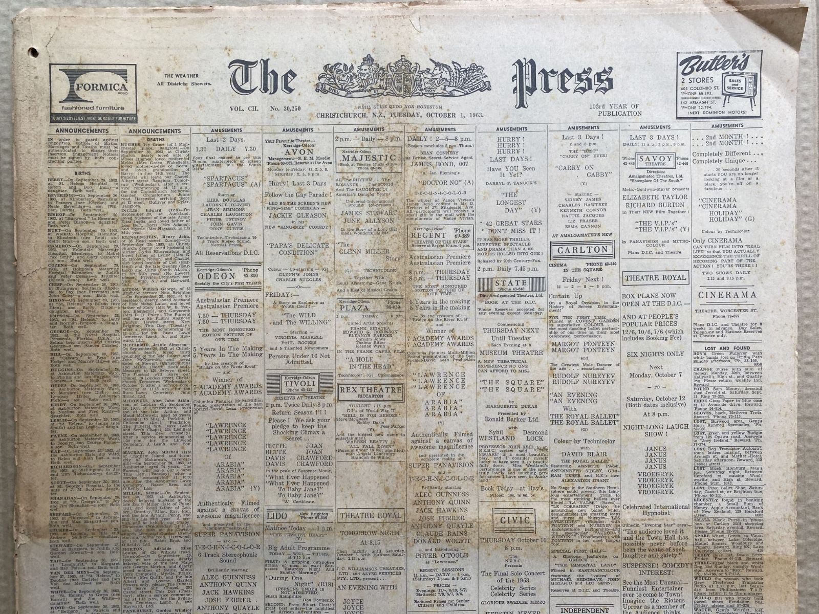 OLD NEWSPAPER: The Christchurch Press, 1st October 1963