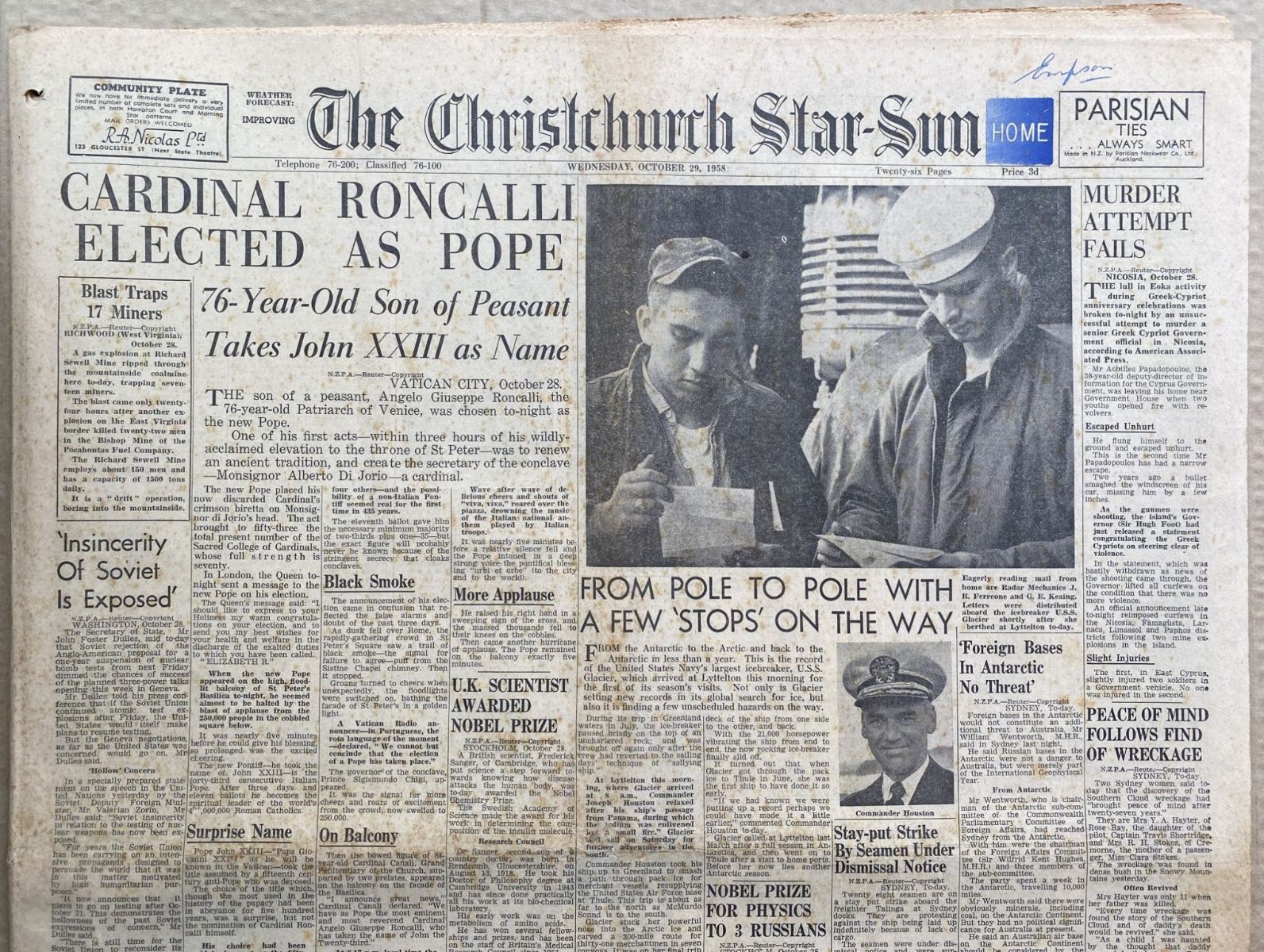 OLD NEWSPAPER: The Christchurch Press, 29 October 1958