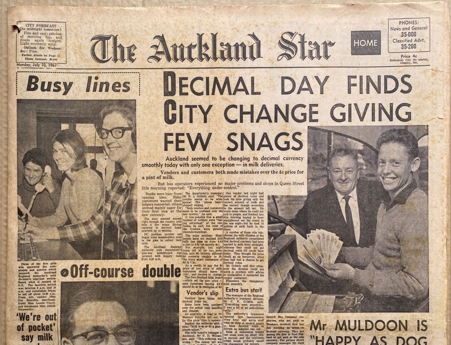 OLD NEWSPAPER: The Auckland Star, 10 July 1967 - Decimal currency changeover