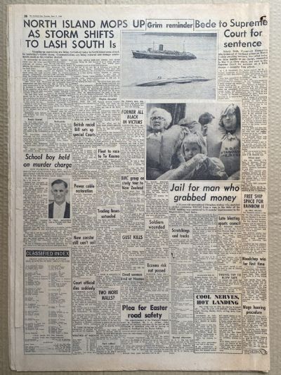 OLD NEWSPAPER: The Auckland Star, 11 April 1968 - Wahine disaster