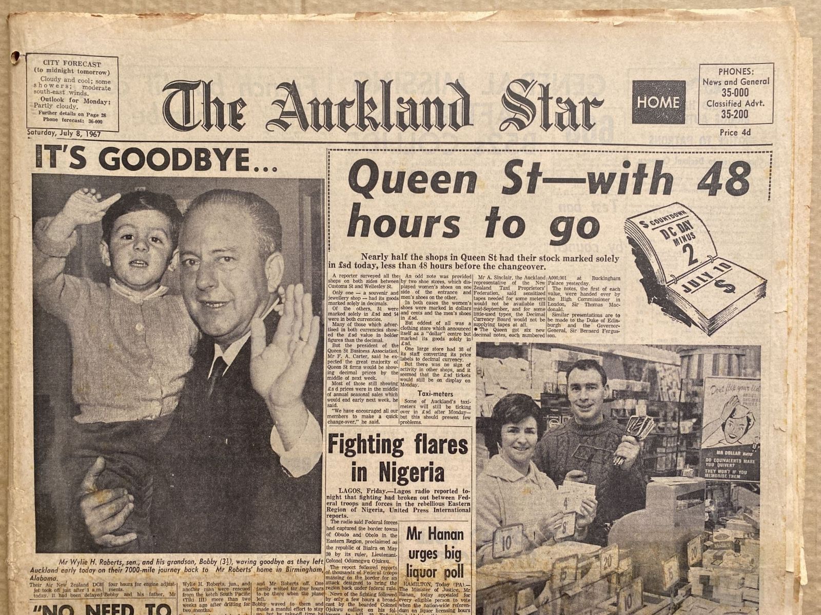 OLD NEWSPAPER: The Auckland Star, 8 July 1967 - Decimal currency changeover