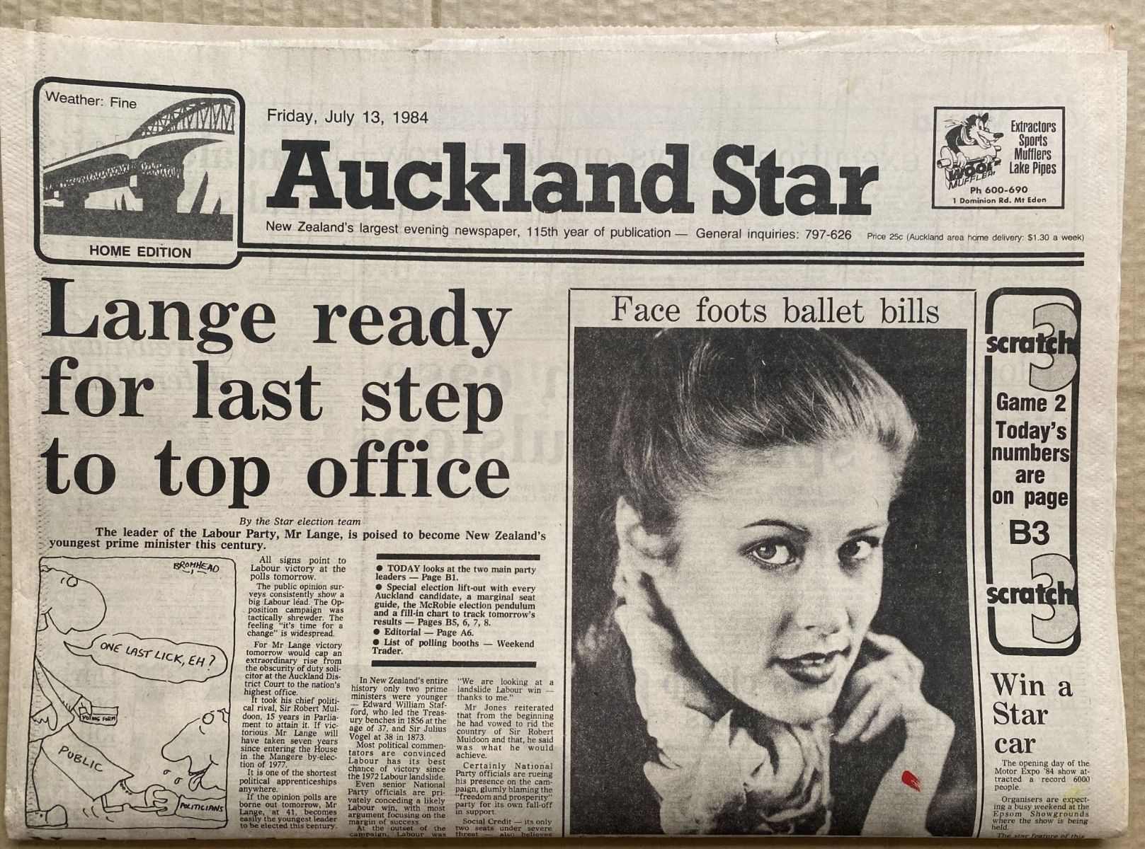 OLD NEWSPAPER: Auckland Star, 13 July 1984 - David Lange ready for PM