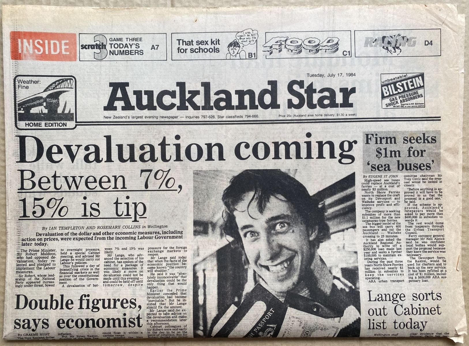 OLD NEWSPAPER: Auckland Star, 17 July 1984 - Currency Devaluation