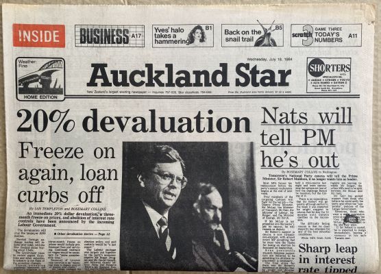 OLD NEWSPAPER: Auckland Star, 18 July 1984 - Currency Devaluation