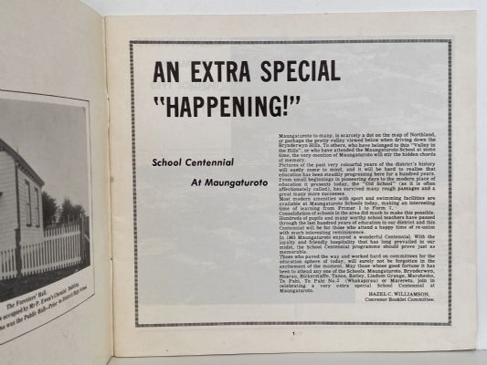 MAUNGATUROTO & DISTRICT: School Centennial 1874 - 1974