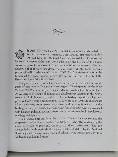 RESOLUTE ADVANCE: A History of the Bathai Faith in New Zealand