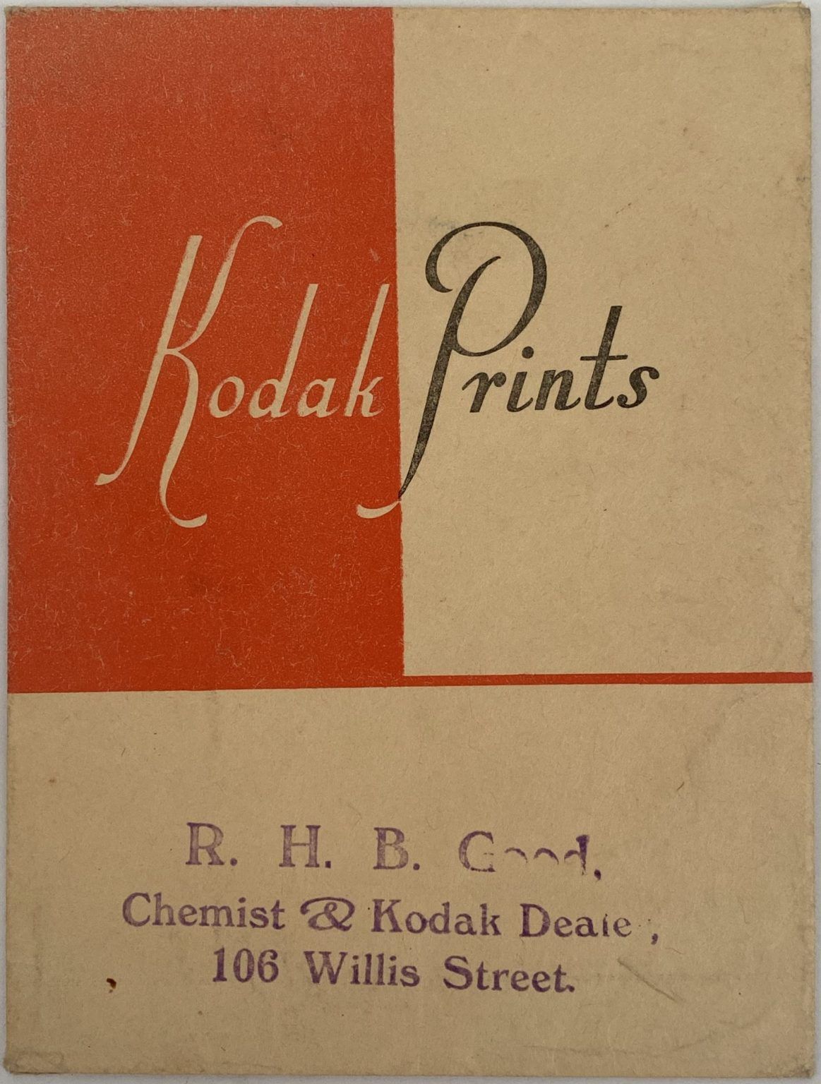 OLD PHOTO / NEGATIVE WALLET: Kodak Prints, R.H.B. Good Chemist 1940s