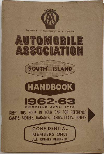 AUTOMOBILE ASSOCIATION: South Island Handbook 1962-63 