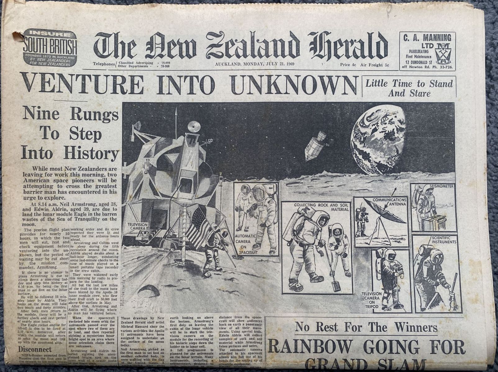 OLD NEWSPAPER: The New Zealand Herald, 21 July 1969 - Moon Landing Special