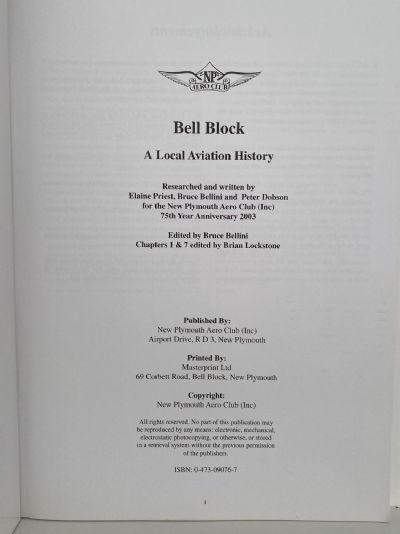 BELL BLOCK: A Local Aviation History - New Plymouth Aero Club 75 years 1928-2003