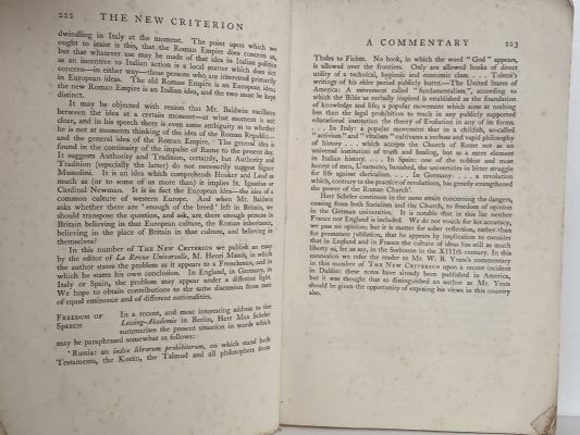 THE NEW CRITERION: A Quarterly Review - Vol. IV, No. I, January 1926