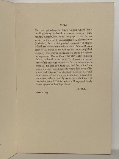KING'S COLLEGE CHAPLE IN CAMBRIDGE: An Account of
