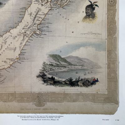 VINTAGE MAP: Tallis Map of New Zealand 1852