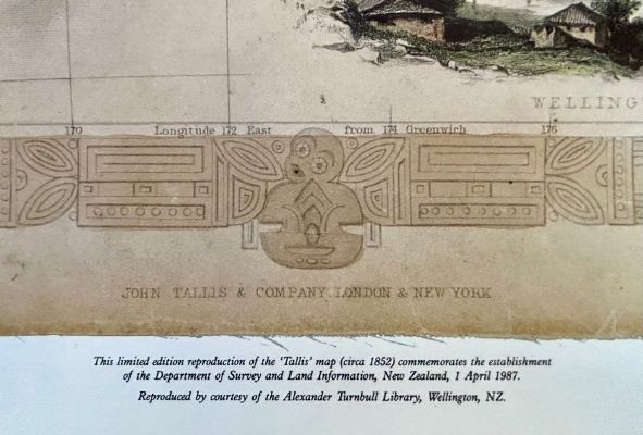VINTAGE MAP: Tallis Map of New Zealand 1852