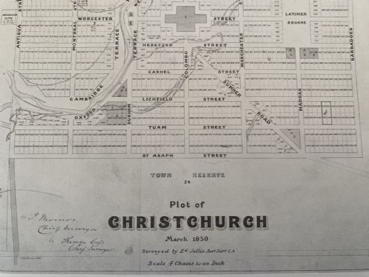 VINTAGE MAP: Plot of Christchurch 1850 