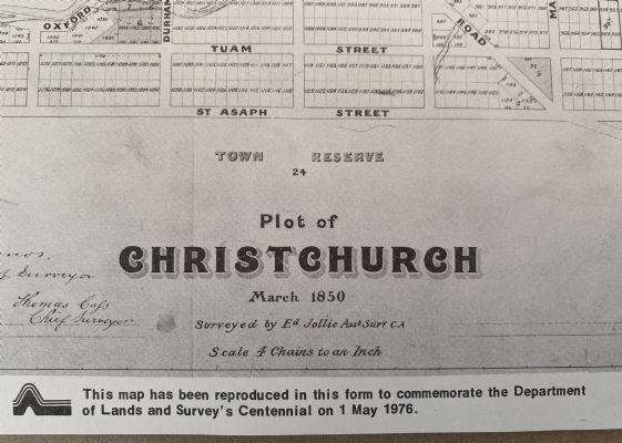 VINTAGE MAP: Plot of Christchurch 1850