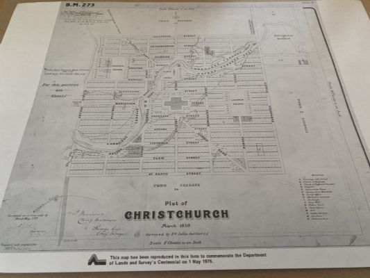 VINTAGE MAP: Plot of Christchurch 1850