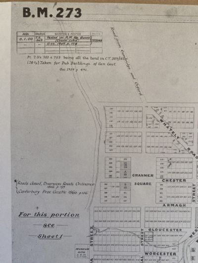 VINTAGE MAP: Plot of Christchurch 1850