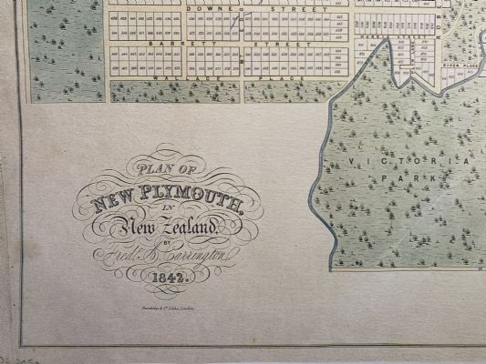 VINTAGE MAP: Plan of New Plymouth in New Zealand 1842