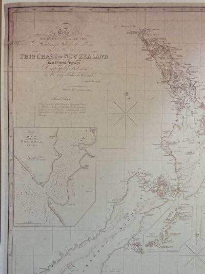 VINTAGE MAP: Chart of New Zealand - from original surveys 1840