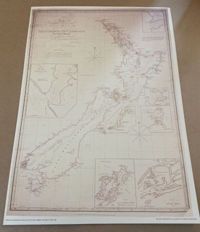 VINTAGE MAP: Chart of New Zealand - from original surveys 1840