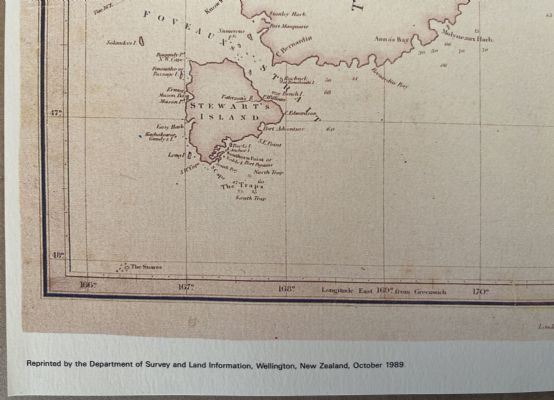 VINTAGE MAP: Chart of New Zealand - from original surveys 1840