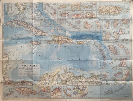 VINTAGE MAP: Caribbean / West Indies 