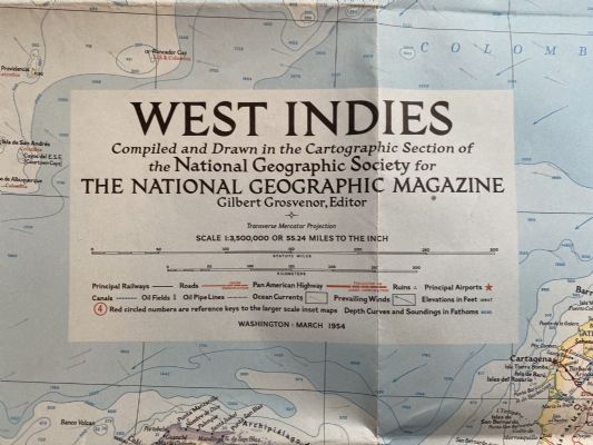 VINTAGE MAP: Caribbean / West Indies