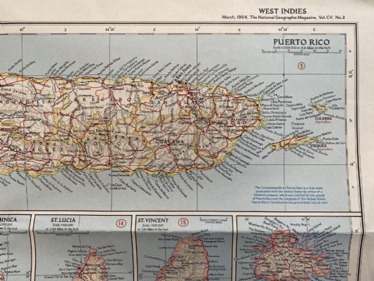 VINTAGE MAP: Caribbean / West Indies