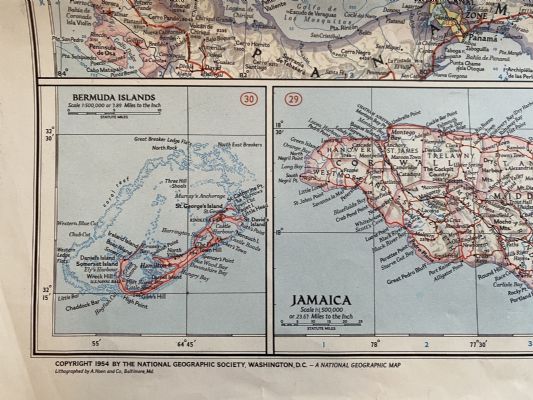 VINTAGE MAP: Caribbean / West Indies