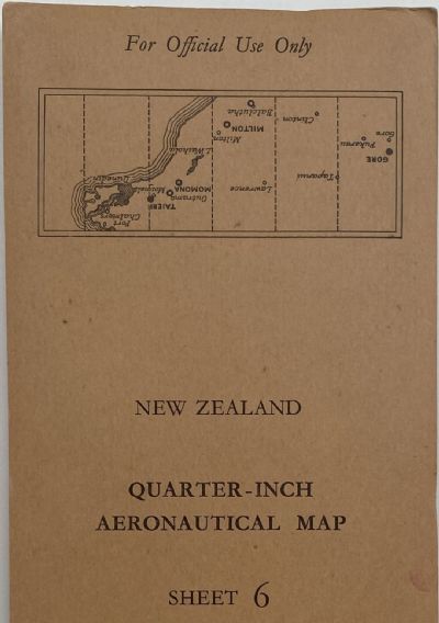 VINTAGE AERONAUTICAL CHART: Flying Map, Sheet No. 6, Dunedin 1942 
