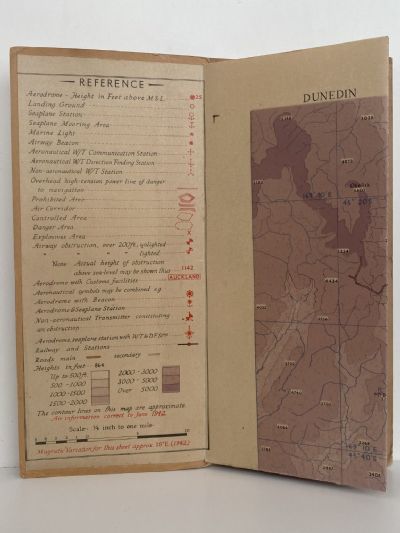 VINTAGE AERONAUTICAL CHART: Flying Map, Sheet No. 6, Dunedin 1942