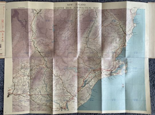 VINTAGE AERONAUTICAL CHART: Flying Map, Sheet No. 6, Dunedin 1942