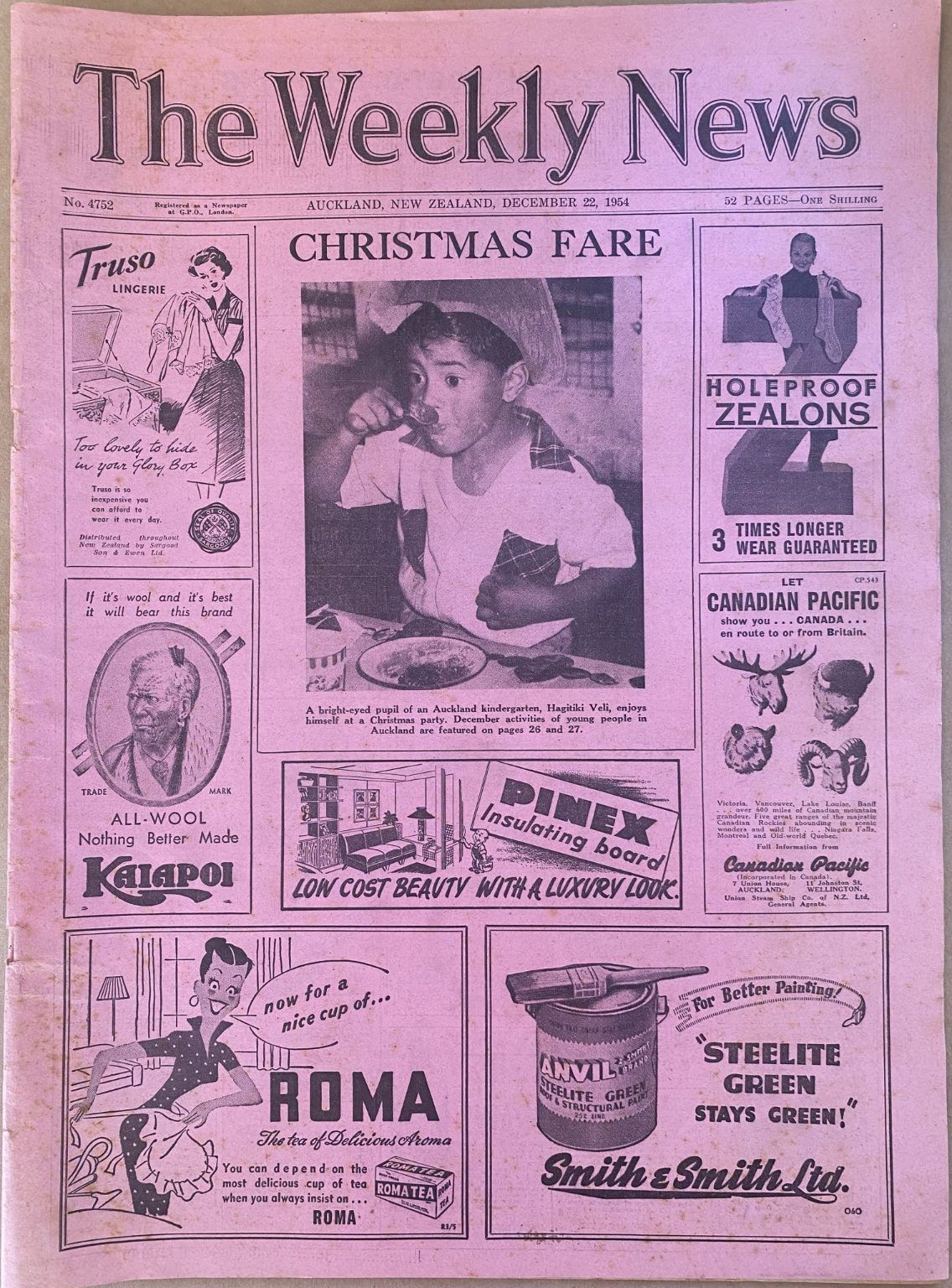 OLD NEWSPAPER: The Weekly News - No. 4752, 22 December 1954
