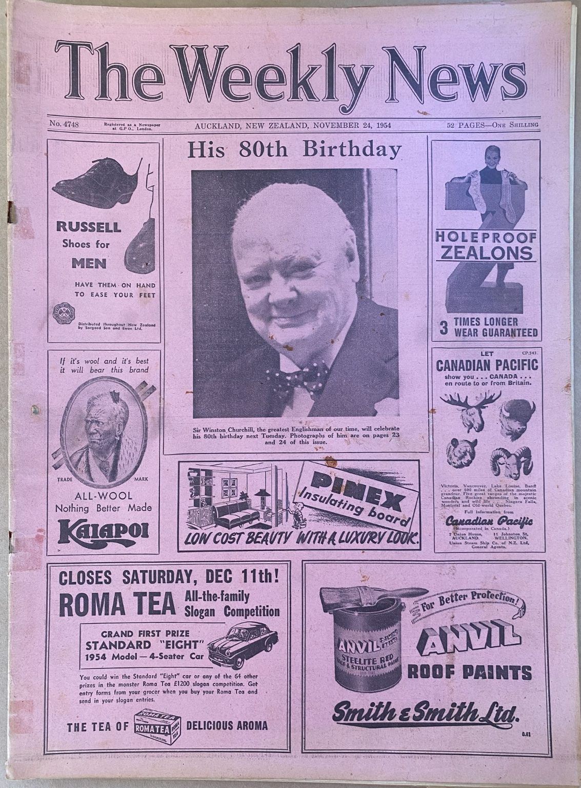 OLD NEWSPAPER: The Weekly News - No. 4748, 24 November 1954