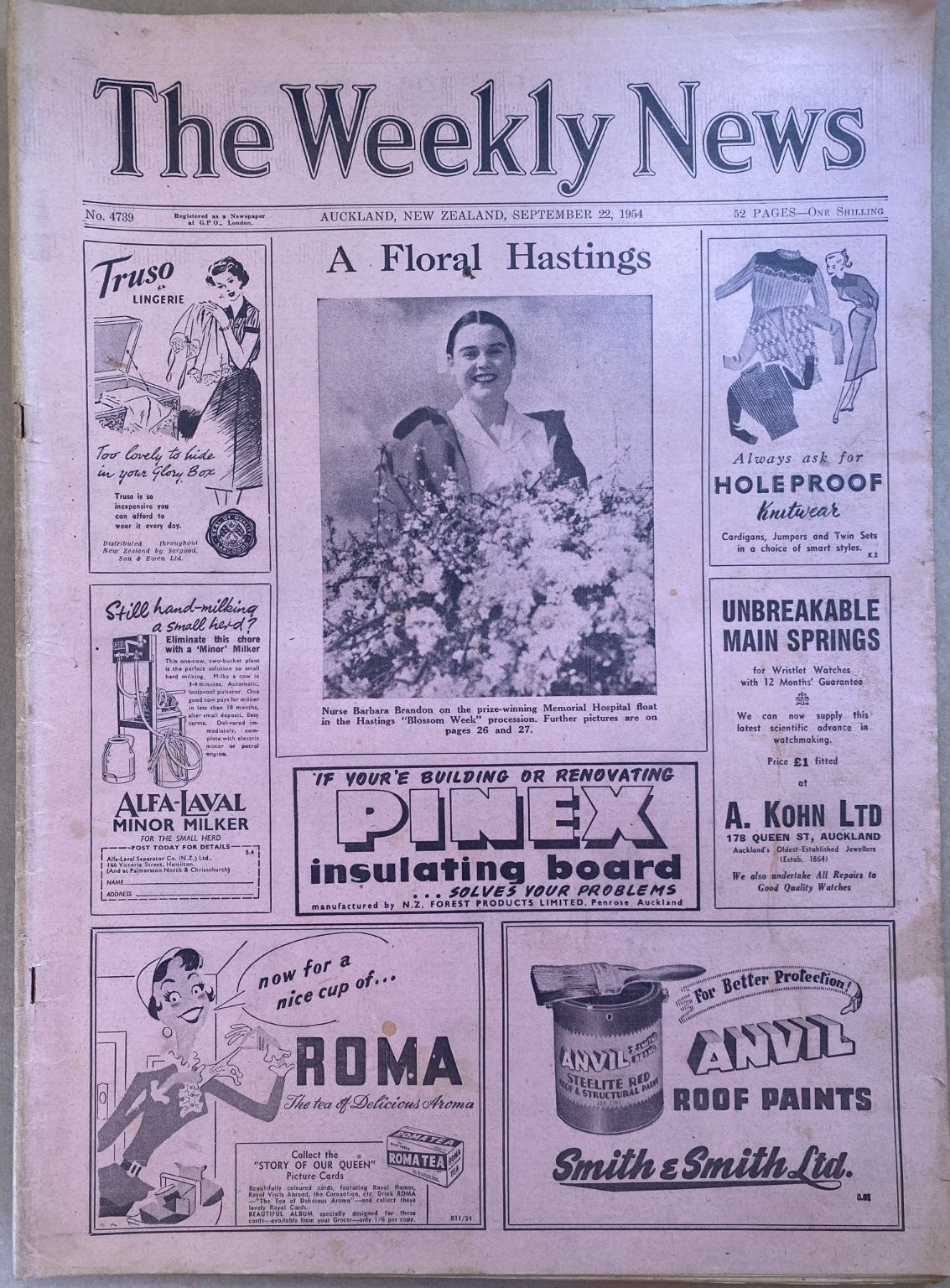 OLD NEWSPAPER: The Weekly News - No. 4739, 22 September 1954
