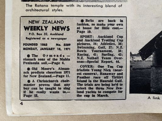 OLD NEWSPAPER: New Zealand Weekly News, No. 5589, 18 January 1971