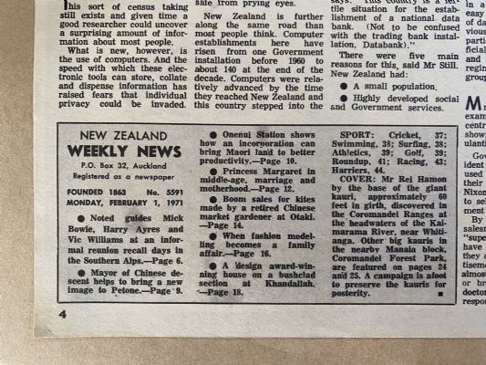 OLD NEWSPAPER: New Zealand Weekly News, No. 5591, 1 February 1971