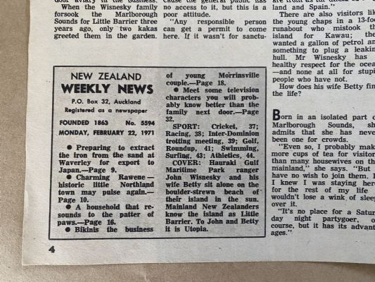 OLD NEWSPAPER: New Zealand Weekly News, No. 5594, 22 February 1971