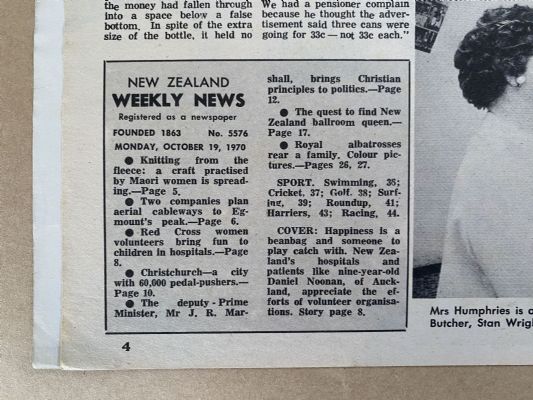 OLD NEWSPAPER: New Zealand Weekly News, No. 5576, 19 October 1970