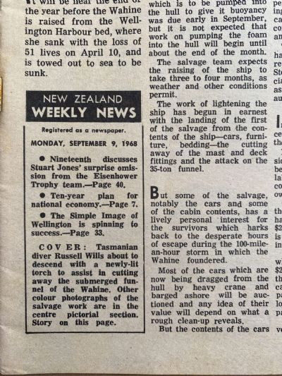 OLD NEWSPAPER: New Zealand Weekly News, 9 September 1968