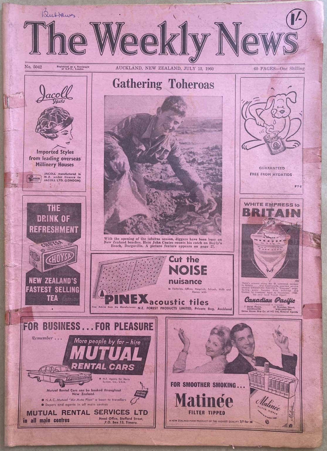 OLD NEWSPAPER: The Weekly News, No. 5042, 13 July 1960