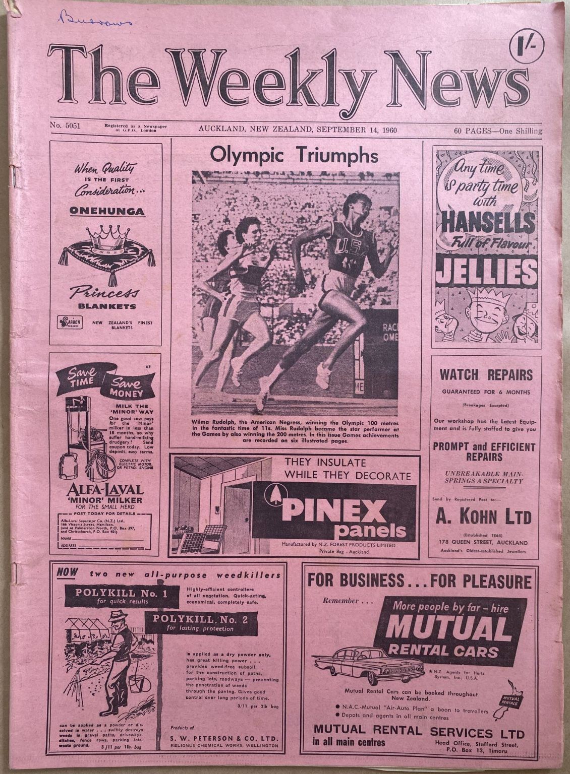 OLD NEWSPAPER: The Weekly News, No. 5051, 14 September 1960