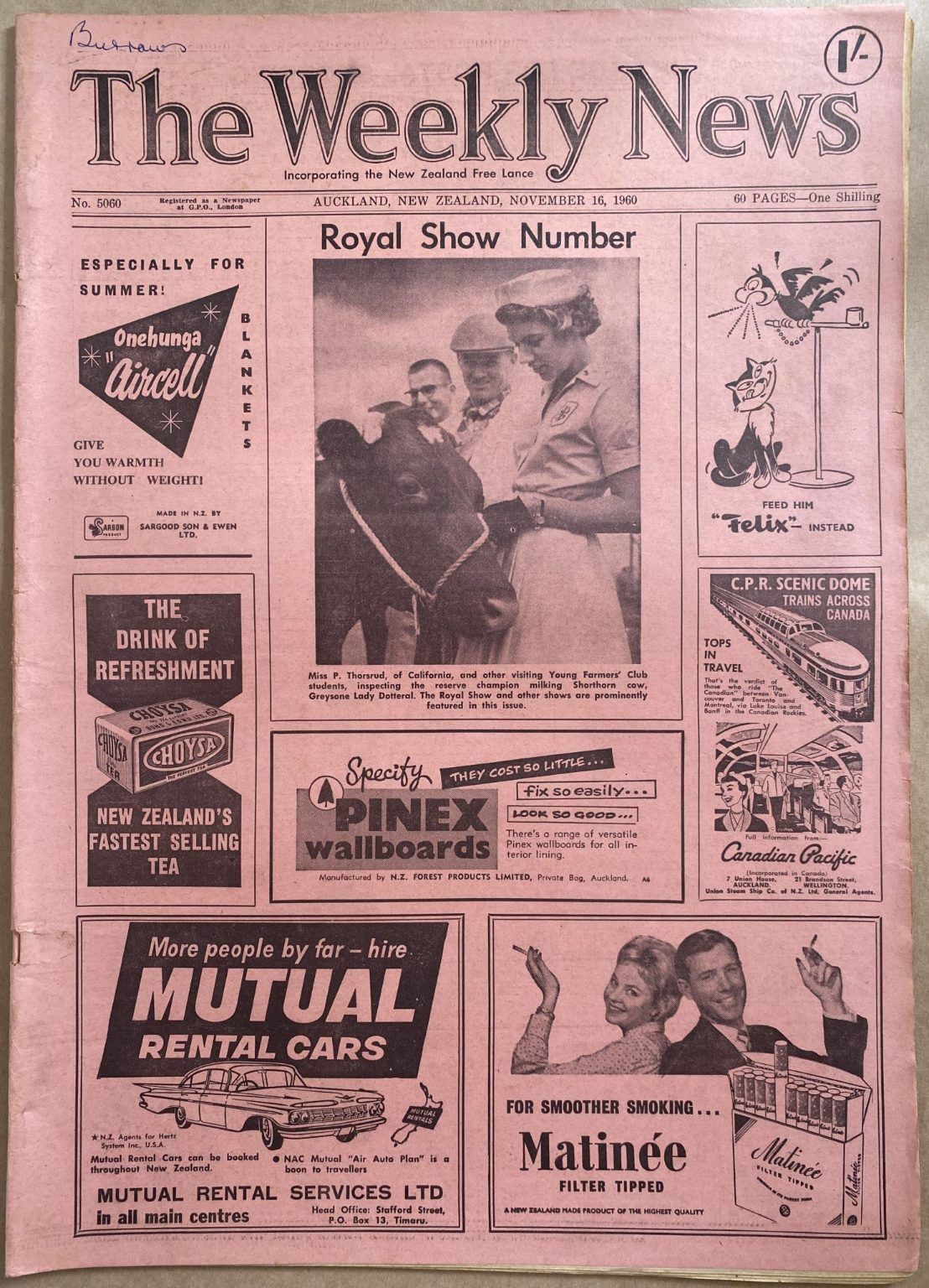 OLD NEWSPAPER: The Weekly News, No. 5060, 16 November 1960