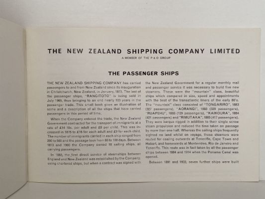 THE NEW ZEALAND SHIPPING COMPANY: The Passenger Ships 1873-1969