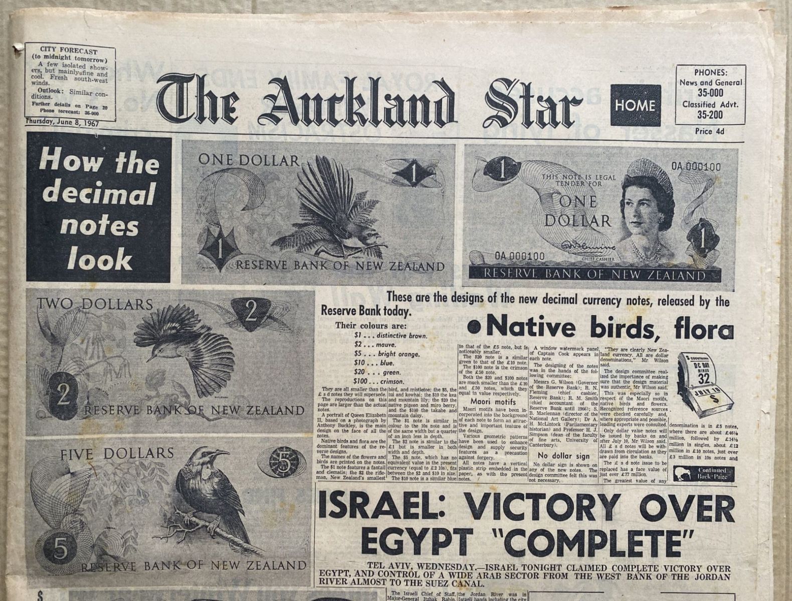 OLD NEWSPAPER: The Auckland Star, 8 June 1967 - Decimal currency changeover