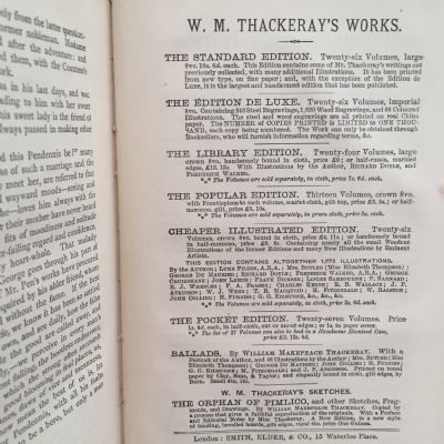 THE HISTORY OF PENDENNIS: The works of William Thackeray
