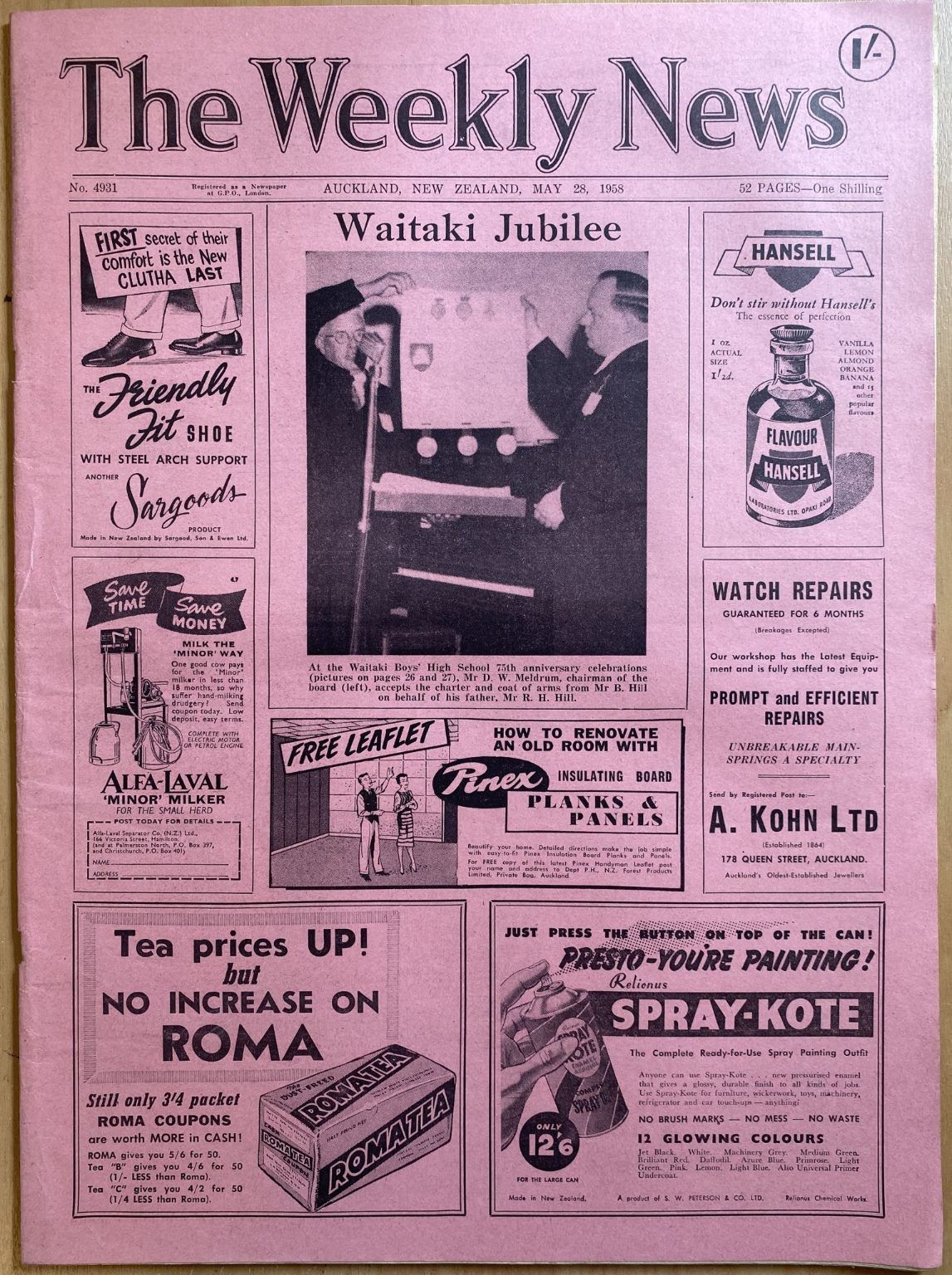 OLD NEWSPAPER: The Weekly News, No. 4931, 28 May 1958