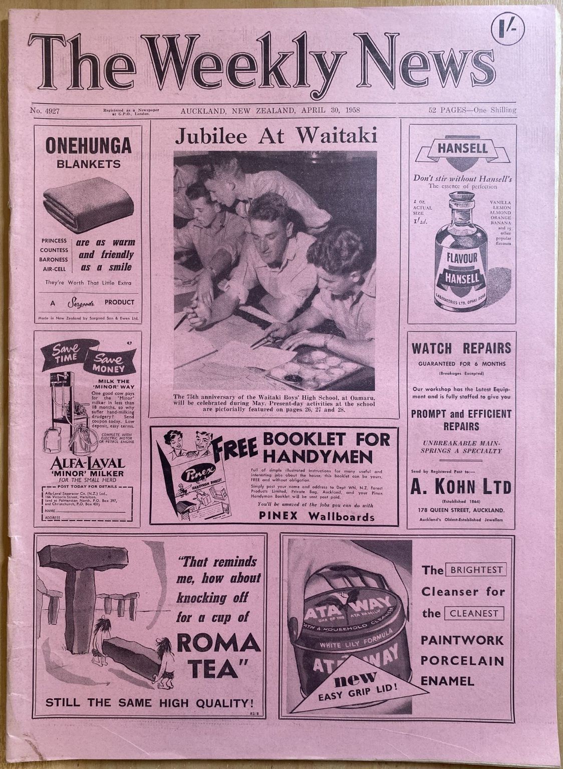 OLD NEWSPAPER: The Weekly News, No. 4927, 30 April 1958