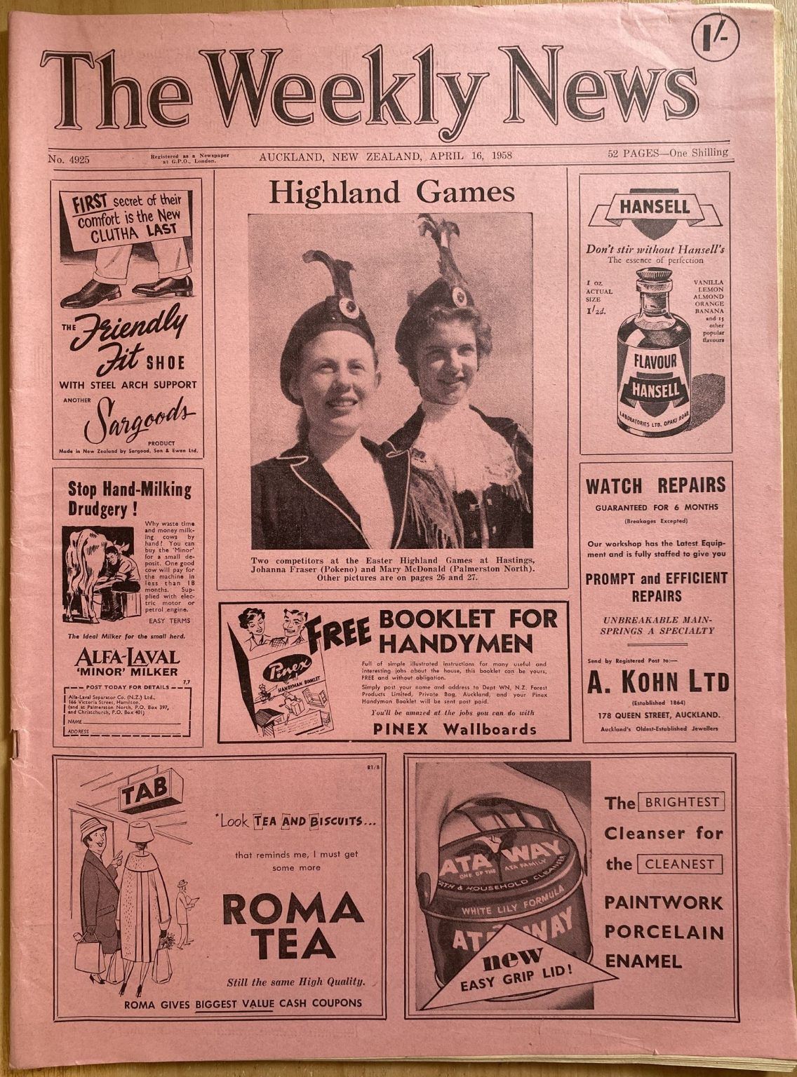 OLD NEWSPAPER: The Weekly News, No. 4925, 16 April 1958